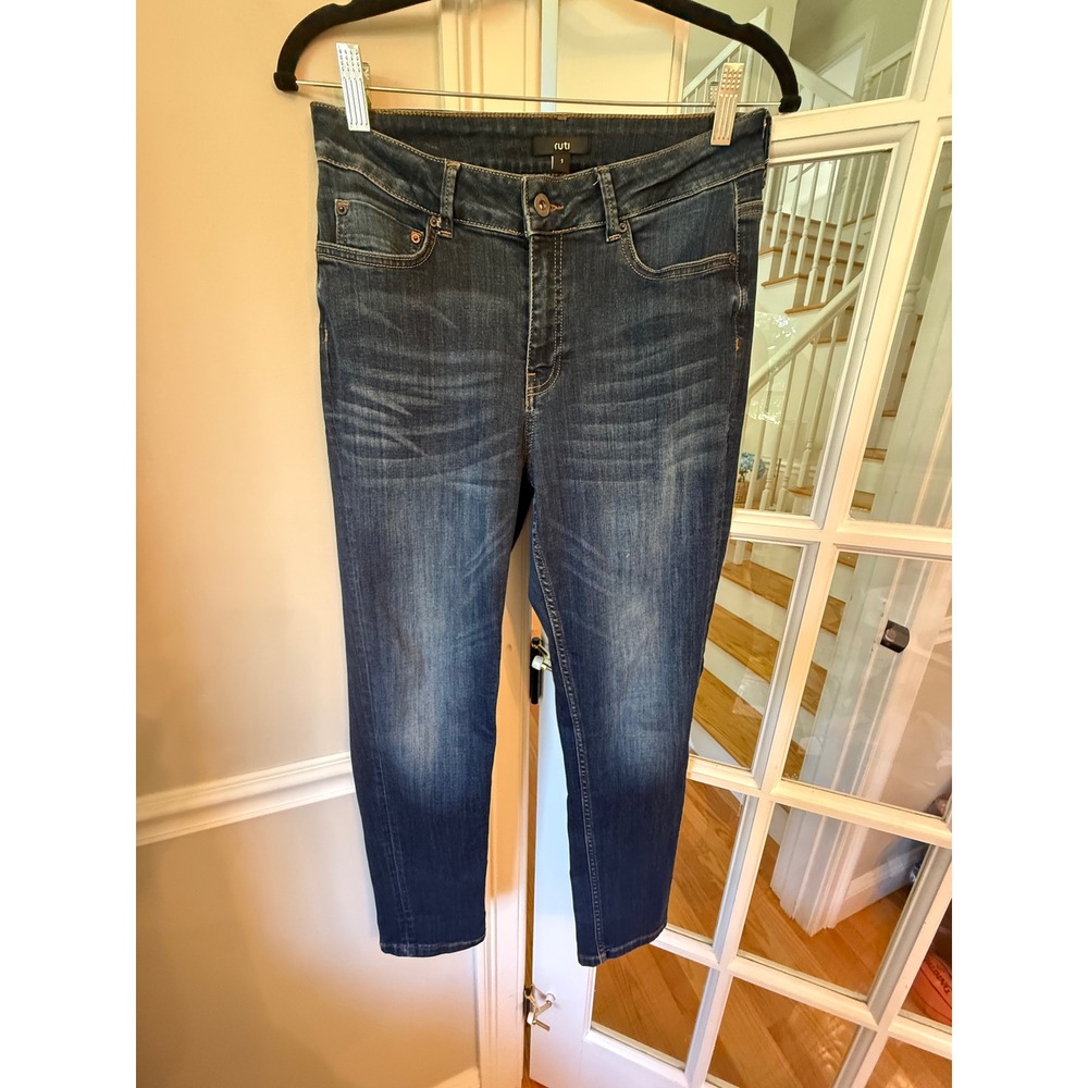 Ruti Women Dark Wash Slim Fit Tapered Denim Jeans Size 1 Blue Designer Pants